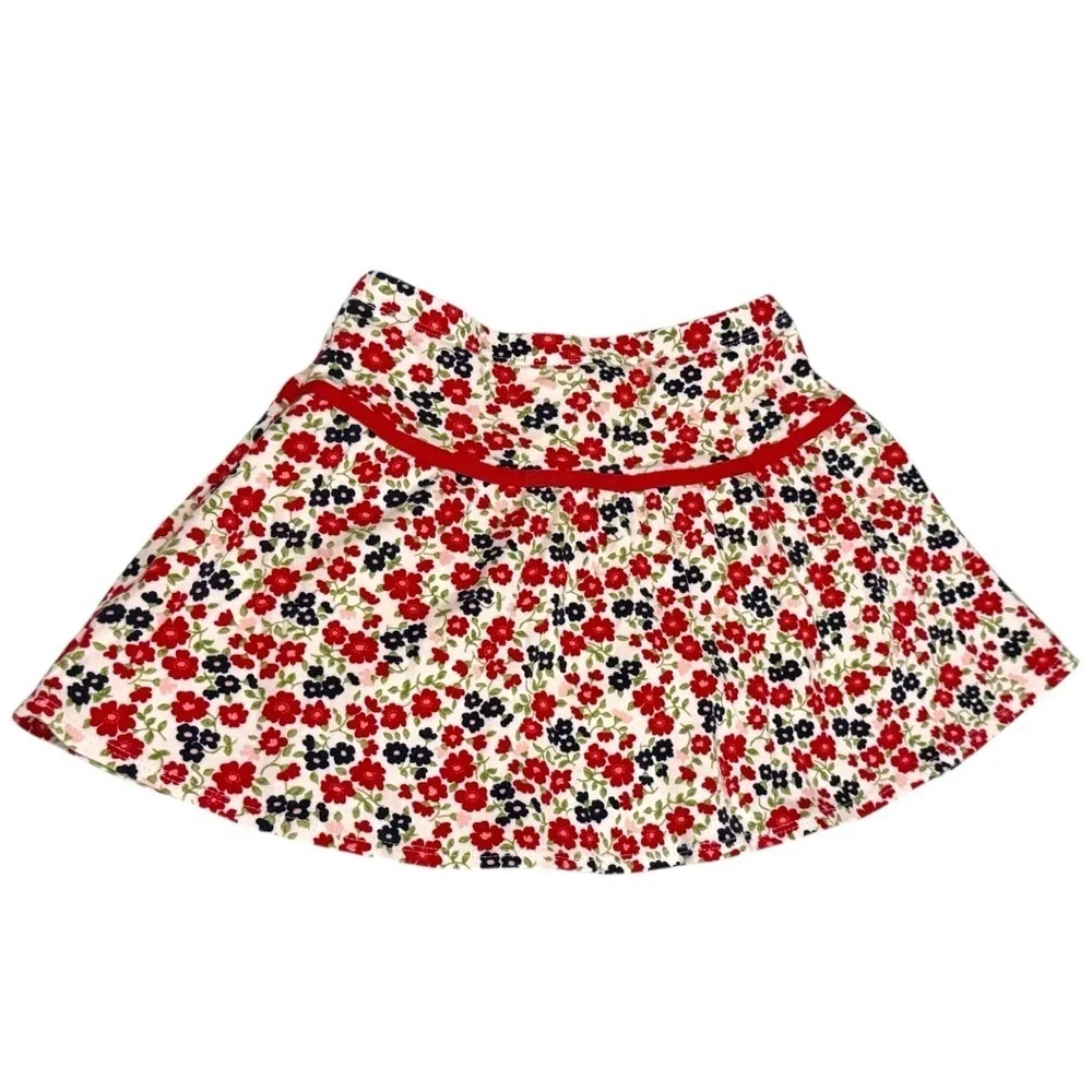 Gymboree Girls Floral Skort Size 6 | Red Navy Flower Print Cotton Skort